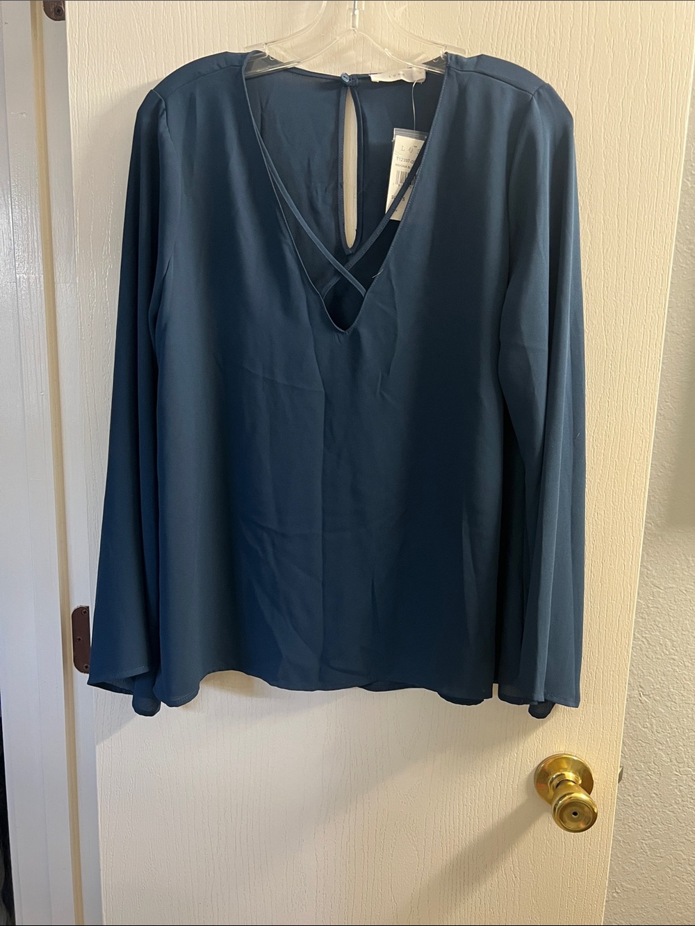 Lush Deep Teal V-Neck Long Sleeve Blouse